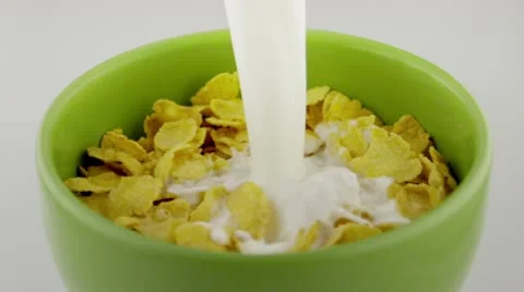 Cereals with milk Stock Footage 12512335