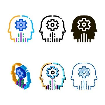 Cerebral variants hemisphere settings icon vector outline Illustrazione stock