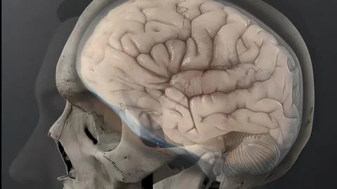 Cerebrospinal fluid inside the skull Stock Illustration