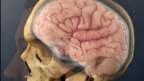 Cerebrospinal fluid inside the skull Stock Illustration