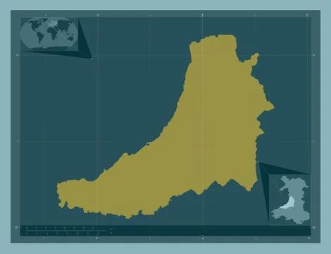 Ceredigion, Wales - Great Britain. Solid color shape 库存插图