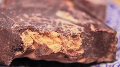 Ceremonial cacao chucks surface macro - cocoa Stock-Footage 203468128
