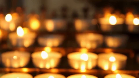 Ceremonial candles in the Catholic Church Stock Footage
