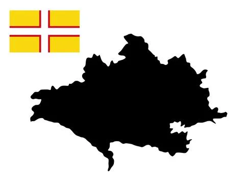 Ceremonial county Dorset map flag vector silhouette Stock Illustration