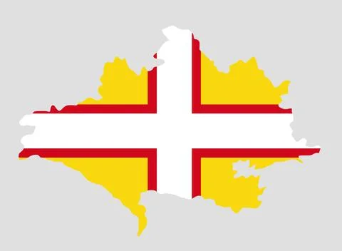 Ceremonial county Dorset map flag vector silhouette Stock Illustration