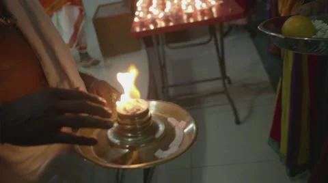 Ceremonial fire burning Stock Footage 60688911