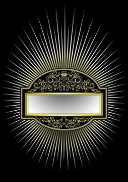 Ceremonial frame with silver decor on black background Stock Illustration