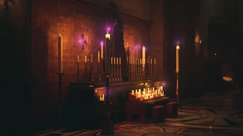 Ceremonial lighting emphasizes sacredness with dramatic shadow play Stock Footage 329761766