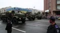 Ceremonial parade of military hardware in Kiev, Ukraine HD Footage