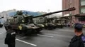 Ceremonial parade of military hardware in Kiev, Ukraine HD Footage