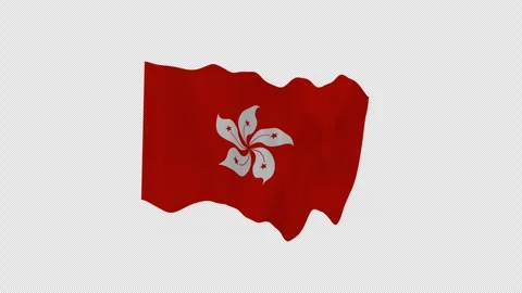 Ceremonial Waving Hong Kong Loop Alpha Channel Video stock 342736189