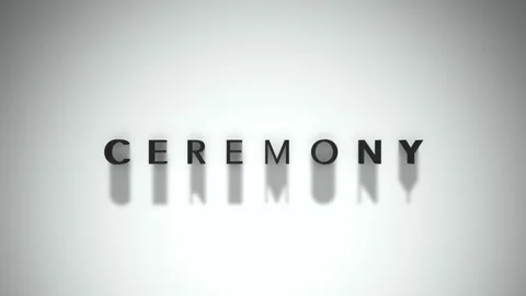 Ceremony 3D title animation matte black text on a white background Stock Footage 300716041