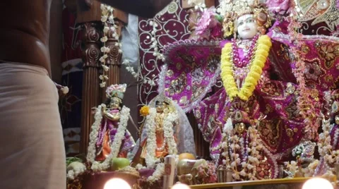 Ceremony begins in Harekrishna temple Stock Footage 60689503