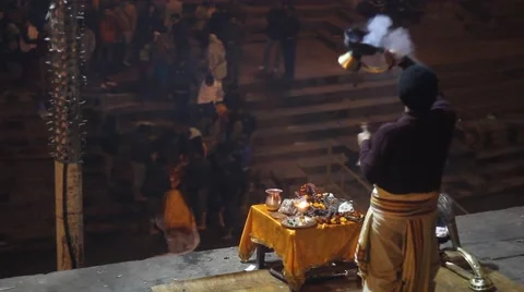 The ceremony of cremation. In the background you can see the body Video stock 59117392