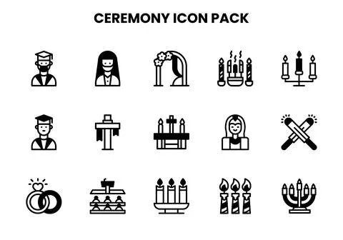 Ceremony DuoTone Graphics Icons Pack Stock Illustration