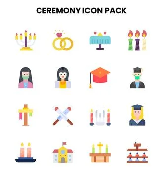 Ceremony Flat Bundle Icons Pack Stock Illustration