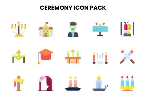 Ceremony Flat Scalable Icons Pack Stock Illustration