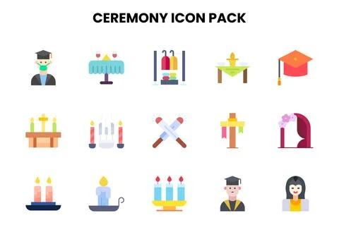 Ceremony Flat Vector Icons Pack Illustrazione stock