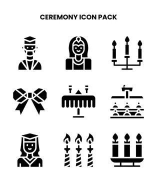 Ceremony Glyph Bundle Icons Pack Stock Illustration