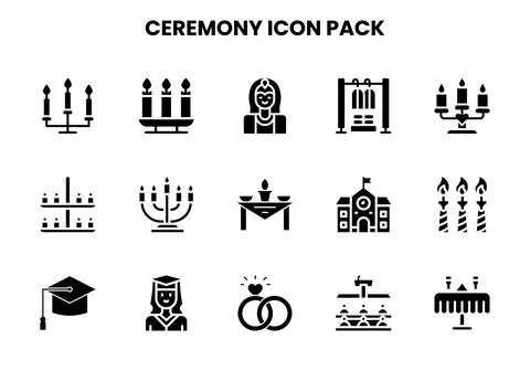Ceremony Glyph Icons Pack Illustrazione stock