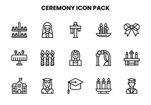 Ceremony Line Bundle Icons Pack Stock Illustration