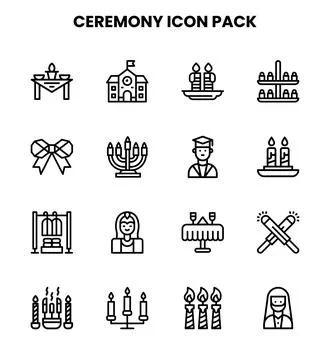 Ceremony Line Collection Icons Pack 스톡 일러스트
