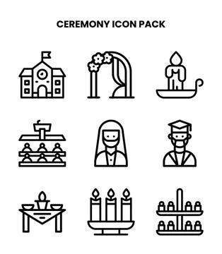Ceremony Line Graphics Icons Pack Stock Illustration