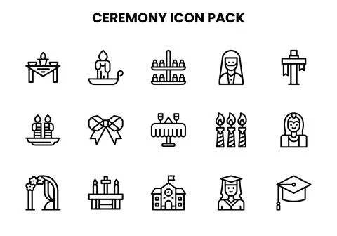 Ceremony Line Vector Icons Pack 스톡 일러스트