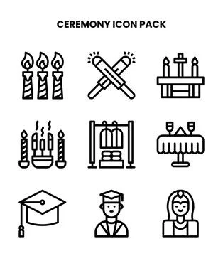 Ceremony Line Vector Icons Pack Stock Illustration