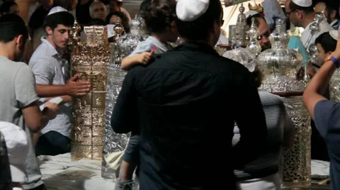 Ceremony of Simhath Torah Stock Footage 56003396