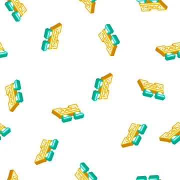Ceremony tea drink table isometric icon seamless pattern イラスト素材