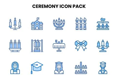 Ceremony Two Colour Bundle Icons Pack Stock Illustration