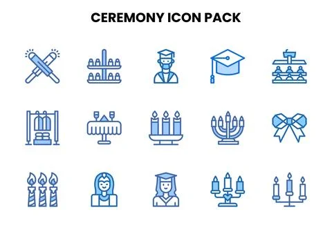 Ceremony Two Colour Vector Icons Pack Stock-Illustration