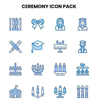 Ceremony Two Colour Vector Icons Pack Illustrazione stock
