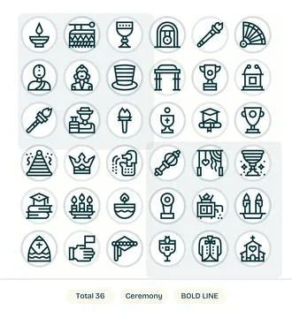 Ceremony Ultimate Vector Package with 36 64x64 Bold Line PIXEL Perfect Icons Stock-Illustration