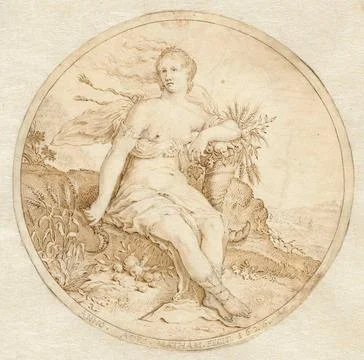 Ceres sitting with a cornucopia and a sickle .. Copyright: xpiemagsx rikmp... Stock Photos