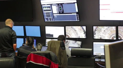Cern In Geneva LHC Controle Stock Footage 45481244