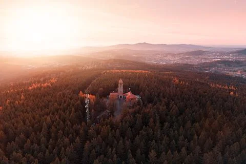 Cerna Studnice - stone lookout tower in Jizera Mountains, Czech Republic Stock Photos