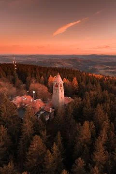 Cerna Studnice - stone lookout tower in Jizera Mountains, Czech Republic Stock Photos
