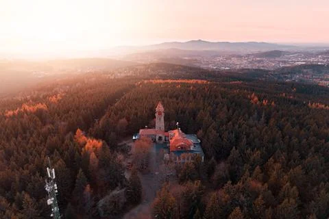 Cerna Studnice - stone lookout tower in Jizera Mountains, Czech Republic Stock Photos