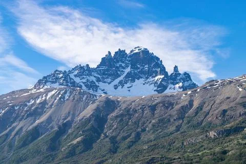 Cerro castillo showing its sharp peaks in chilean patagonia Stock Photos