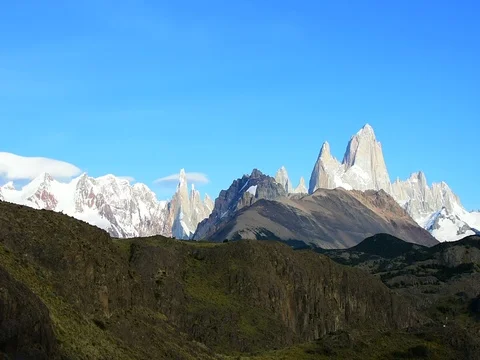 The Cerro Fitz Roy during a sunny day Stock Footage