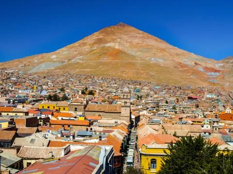 Cerro Rico Mountain above Potosi in Bolivia Stock Photos