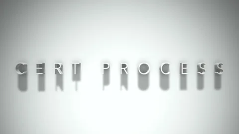 Cert process 3D title animation white text on a white background Stock Footage 299644732
