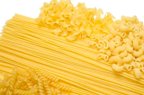 Certain types of raw pastas Stock Photos