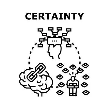 Certainty concept gaining knowledge and making decisions Illustrazione stock