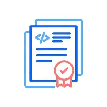 Certificate of achievement with document icon and ribbon Stock Illustration
