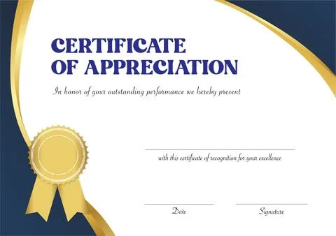 Certificate of achievement paper template with gradient blue border Stock Illustration