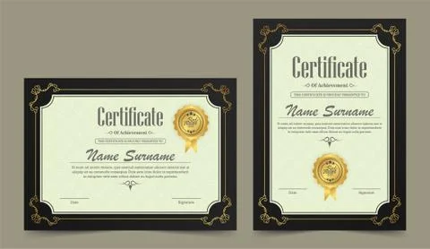 Certificate of achievement template Illustrazione stock