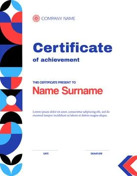 Certificate of achievement template with pattern Stock Illustration